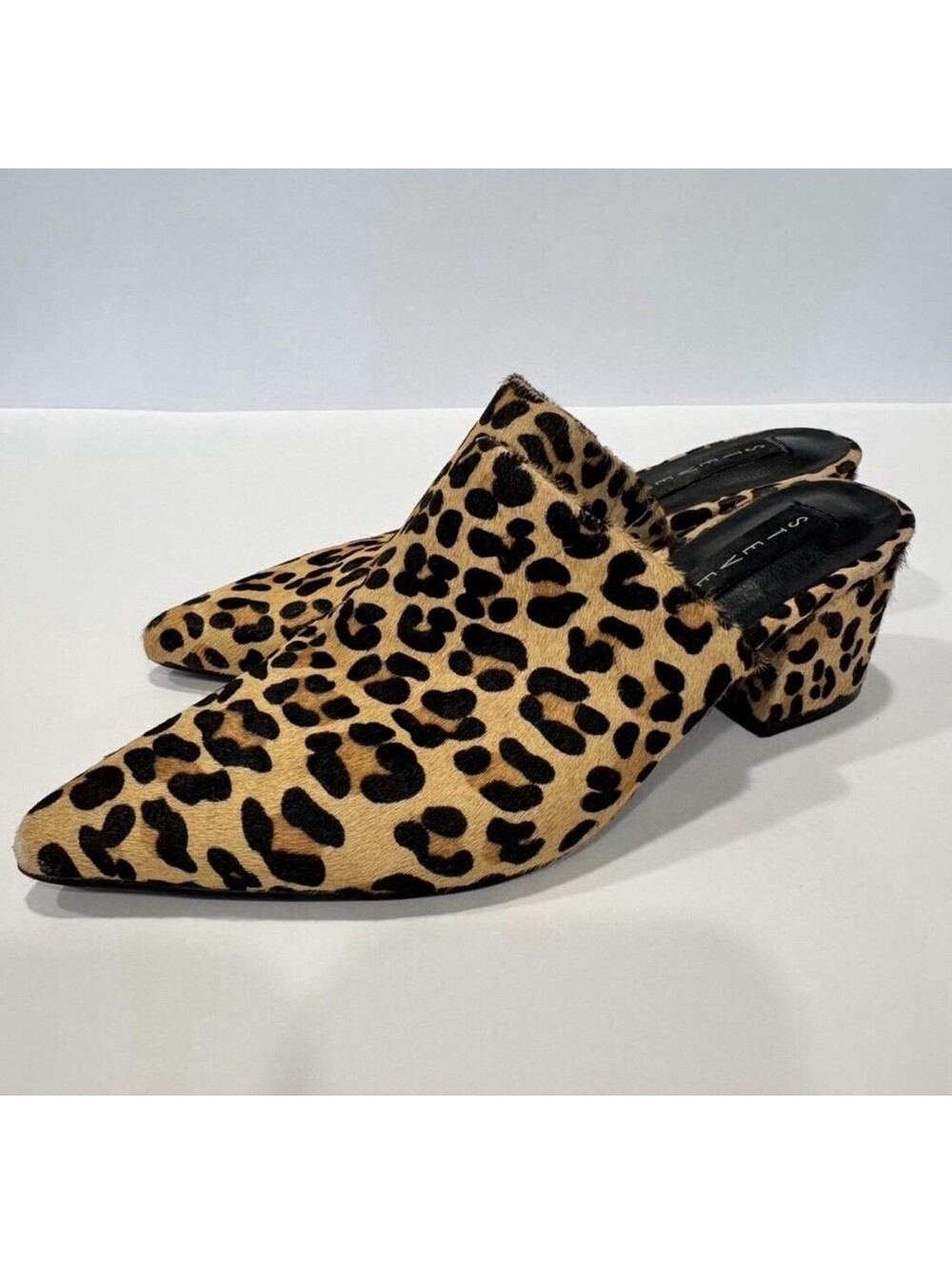 Steve Madden Steven Sonner Leopard Calf Hair Mules Womens 6.5M Pointed Heels